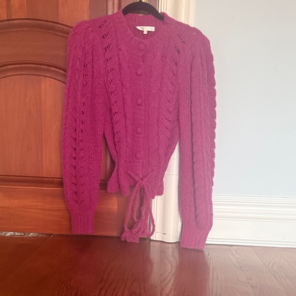 LoveShackFancy Fuchsia Knit Cardigan